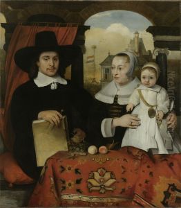Willem van der Helm (ca 1625-75). Stadsbouwmeester van Leiden, met zijn vrouw Belytgen Cornelisdr van de Schelt en hun zoontje Leendert
