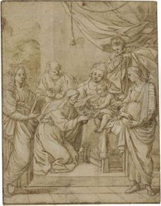 The Holy Family And Saints by Giovanni Andrea Carlone