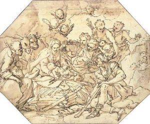 The Adoration Of The Shepherds by Giovanni Andrea Carlone