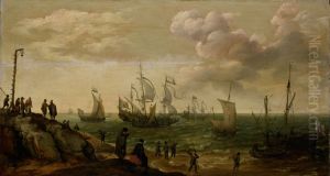 Schepen voor de kust by Adam Willaerts