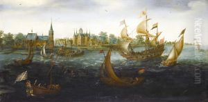 Ships off IJsselmonde by Aert Anthoniszoon