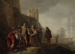 De gezanten van Alexander de Grote bekleden de tuinman Abdalonymos met de insignien der koningswaardigheid van Sidon by Nikolaus Knupfer