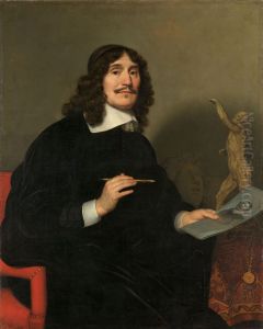 Portret van een kunstenaar by Gerard van Honthorst