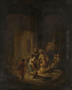 Christus zegent de kinderen by Jacob Willemsz de Wet