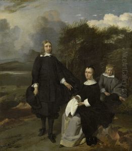Familiegroep in een landschap