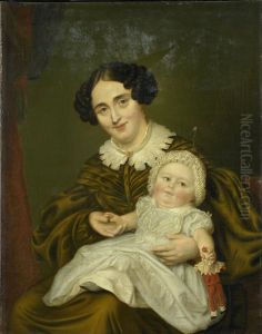 Mevrouw Carp en haar zoontje by Louis Moritz