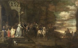 The Leavetaking of Captain Hendrik de Sandra (1619-1707), sent off by his Wife and Children The Leavetaking of Captain Hendrik de Sandra (1619-1707), sent off by his Wife and Children