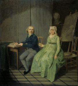 Een schilder met zijn vrouw by Wybrand Hendricks