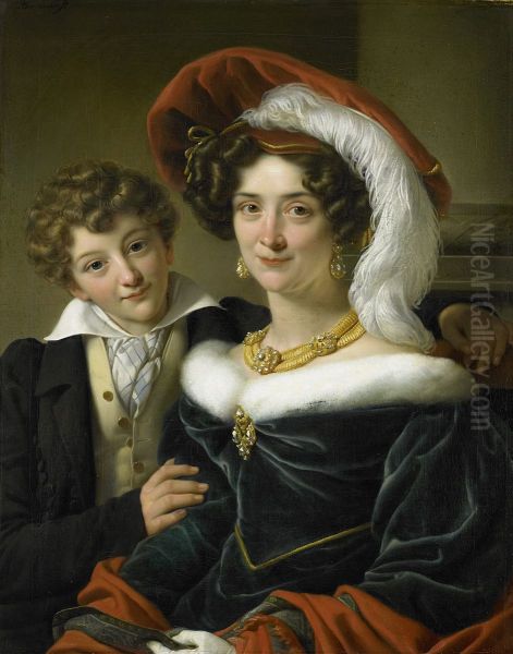 Rudolphina Wilhelmina Elizabeth de Sturler (1798-1873). Tweede echtgenote van Johannes graaf van den Bosch met hun zoon Richard Leeuwenhart - view 1