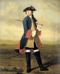 Ludolf Bakhuysen II (1717-82). Schilder, in het uniform der Dragonders