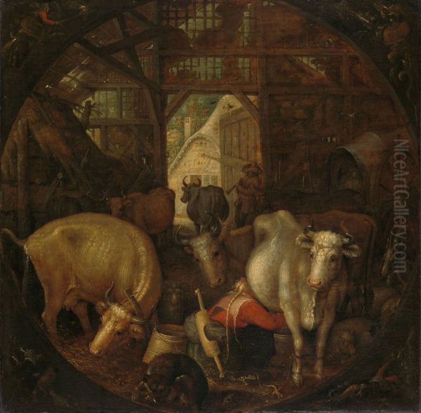 Cows in a stable; witches in the four corners - view 1