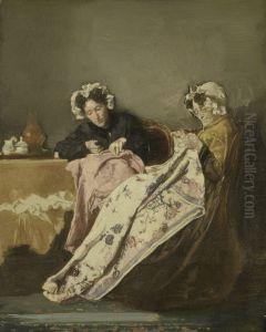 Two Women Sewing by Alexander Hugo Bakker Korff