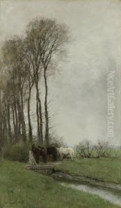 Paarden bij het hek Paarden bij het hek