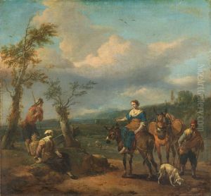 Italiaans landschap met figuren Italiaans landschap met figuren