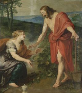 de ontmoeting van Christus en Maria Magdalena. by (studio of) Rubens, Peter Paul