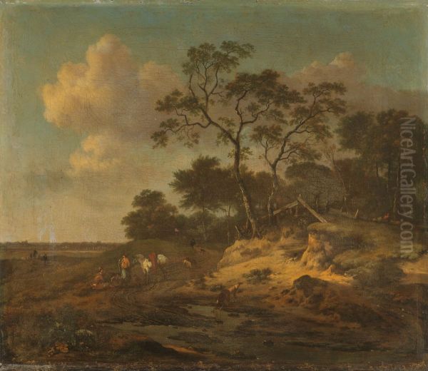 Duinlandschap met rustende jagers - view 1