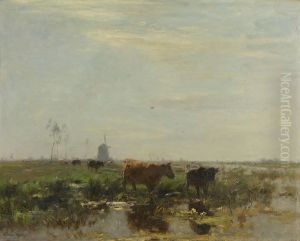 Weide met koeien aan het water by Willem Maris