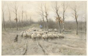 Schapenkudde op de heide bij Laren by Anton Mauve