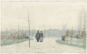 Oud paar in een nieuw aangelegd park by Anton Mauve