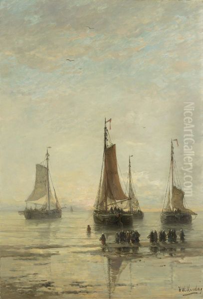 Bluff-Bowed Scheveningen Boats at Anchor - view 1