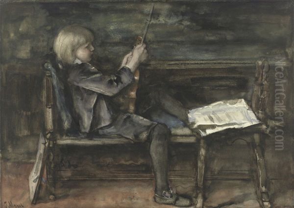 Portret van Willem Matthijs Maris, met viool - view 1