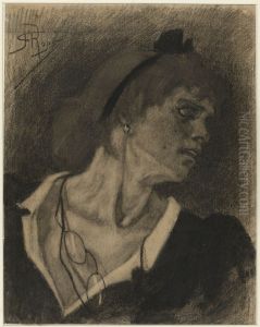 Bust of a Woman Wearing a Lorgnette around her Neck by Felicien Rops