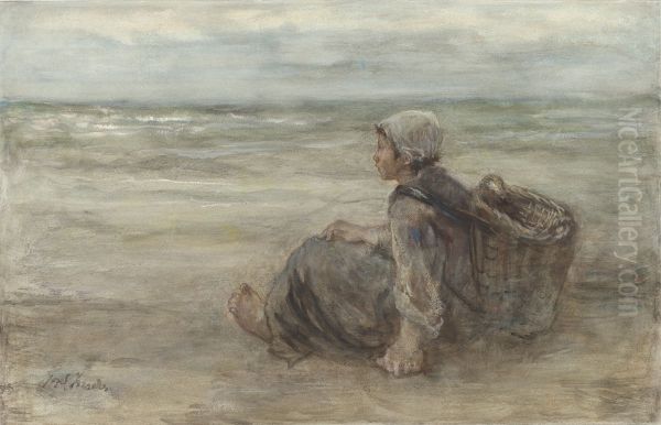 Fishing Girl on the Beach - view 1