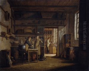 Interieur van het 'Stoockhuys' van apotheker A d'Ailly