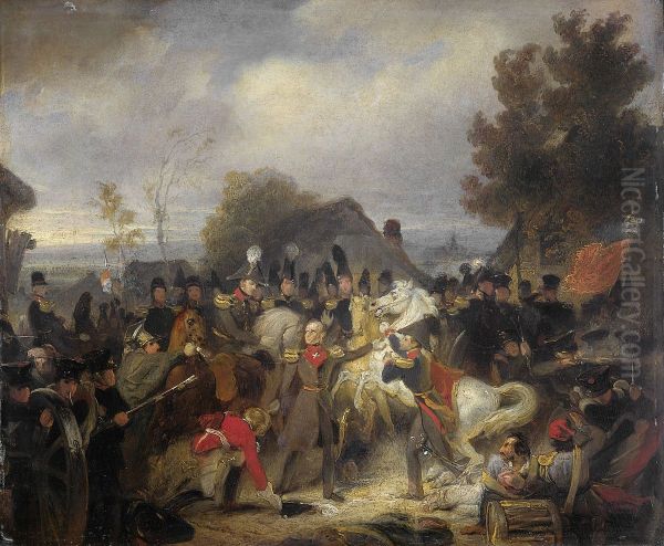 De vervanging van het gewonde paard van de prins van Oranje, de latere koning Willem II, tijdens het gevecht bij Boutersem, 12 augustus 1831 - view 1