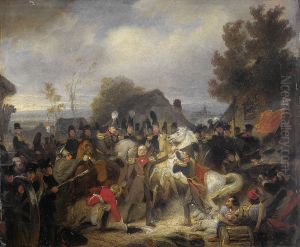 De vervanging van het gewonde paard van de prins van Oranje, de latere koning Willem II, tijdens het gevecht bij Boutersem, 12 augustus 1831