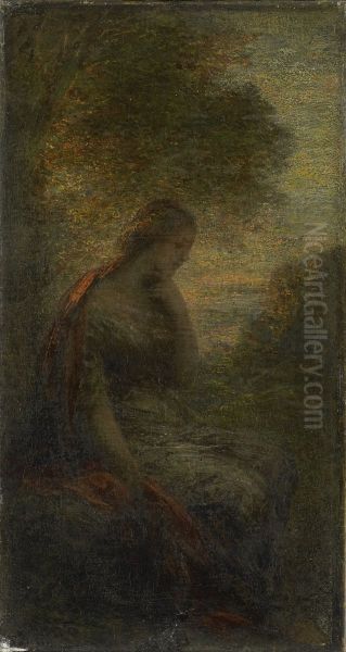 Young Woman under a Tree at Sunset, Called "Autumn" - view 1
