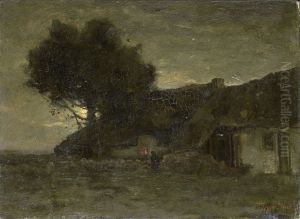 Een schaapskooi bij avondlicht