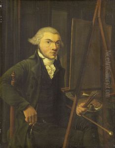 Portret van een schilder, vermoedelijk Harmanus Uppink (1765-91) by Willem Uppink
