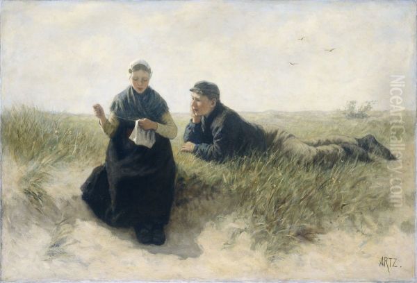 Boy and Girl in the Dunes - view 1