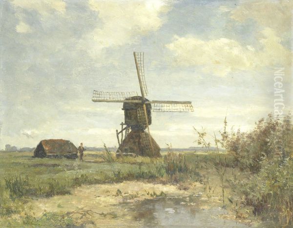 een molen aan een wetering - view 1