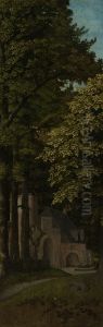 View in a Forest, Outer Left Wing of a Triptych by Gerard David