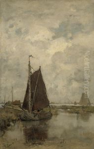 Gray day with ships by Jacob Maris