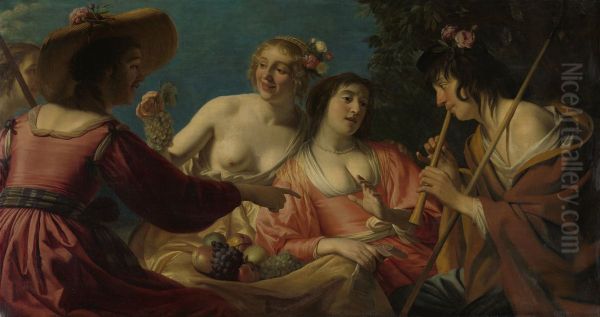 Shepherd Playing the Flute, and four Shepherdesses - view 1