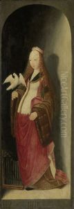Rechterluik van een triptiek met de heilige Cecilia by Master of the Brunswick Diptych