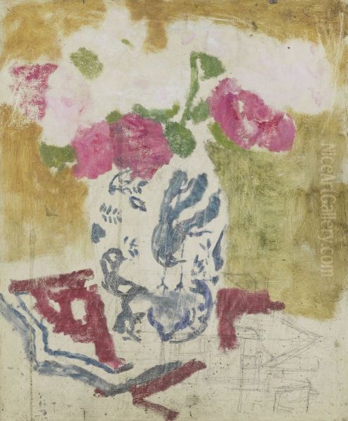 Vaas met rose bloemen - view 1