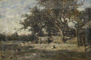 Barnyard in Noorden by Willem Roelofs