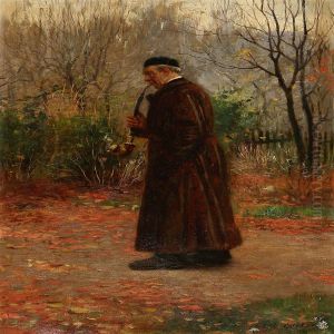 An Elderly Man Smokes Pipe On His Walk by Carl Christian E. Carlsen
