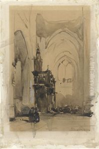 View of the Rood Screen of St John's Cathedral in 's-Hertogenbosch by Johannes Bosboom