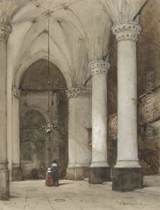 South Aisle of the Grote Kerk in The Hague, with Seventeenth-Century Figures.