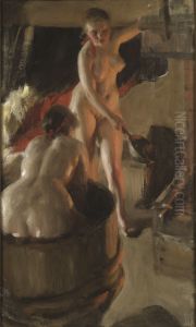 Girls from Dalarna Having a Bath by Anders Zorn
