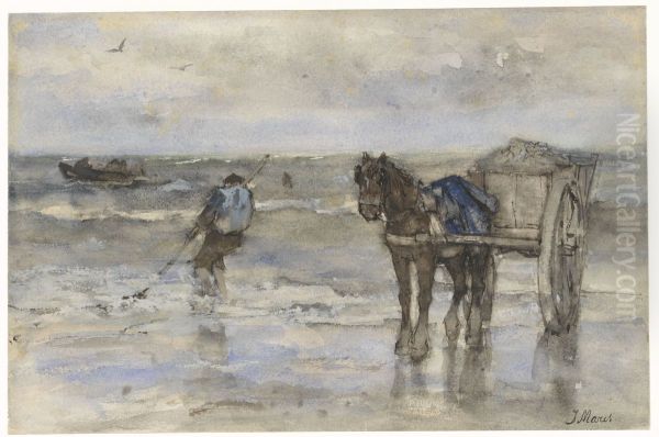 Schelpenvisser op het strand - view 1