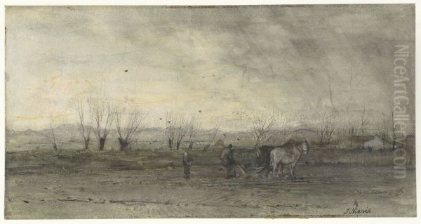 Landschap met ploegende boer - view 1