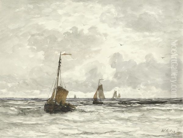 Fishing boats on the breakers - view 1