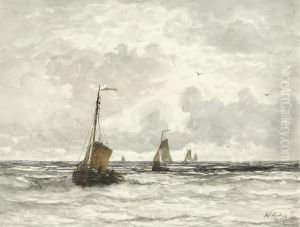 Fishing boats on the breakers by Hendrik Willem Mesdag