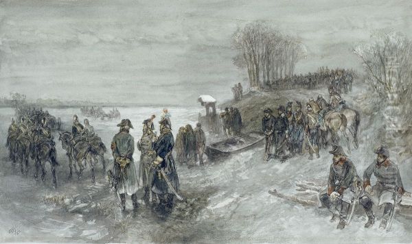 French Troops Cross a Frozen River - view 1